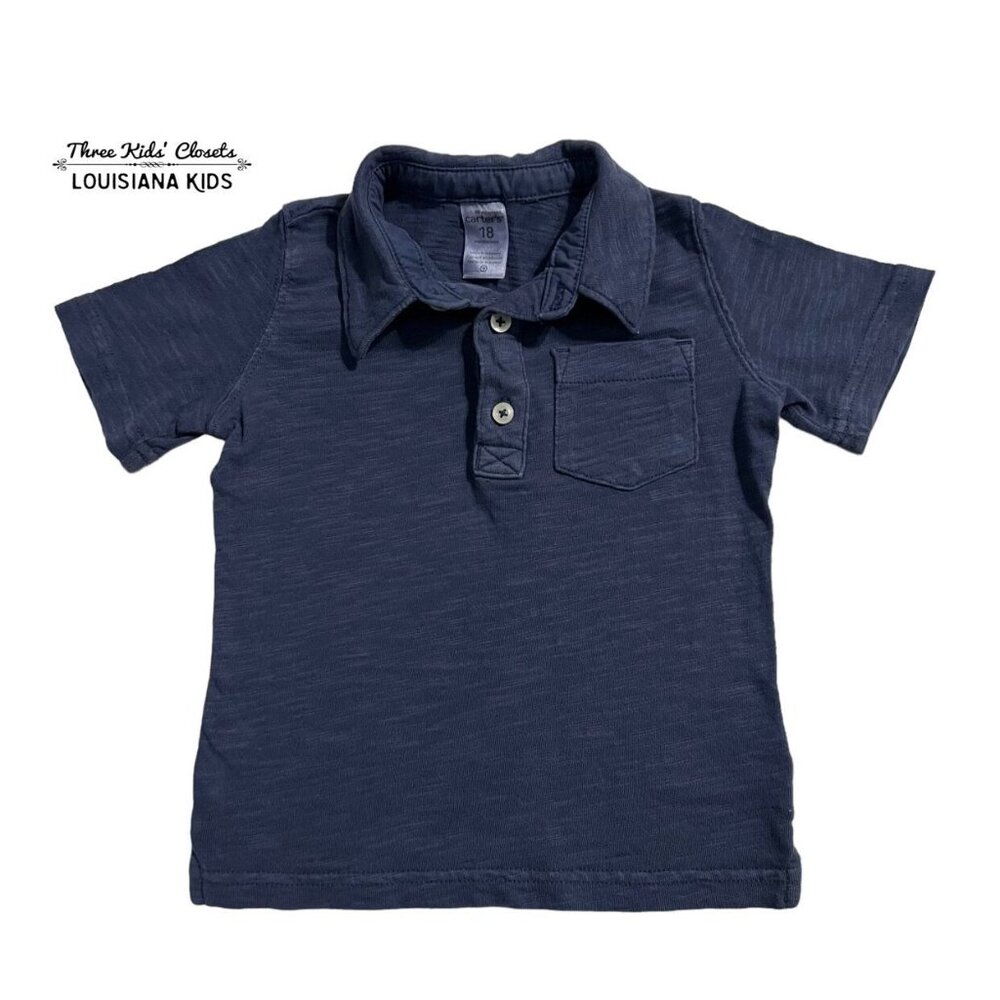 Carter's 18m Navy Blue Slub Cotton Polo Shirt